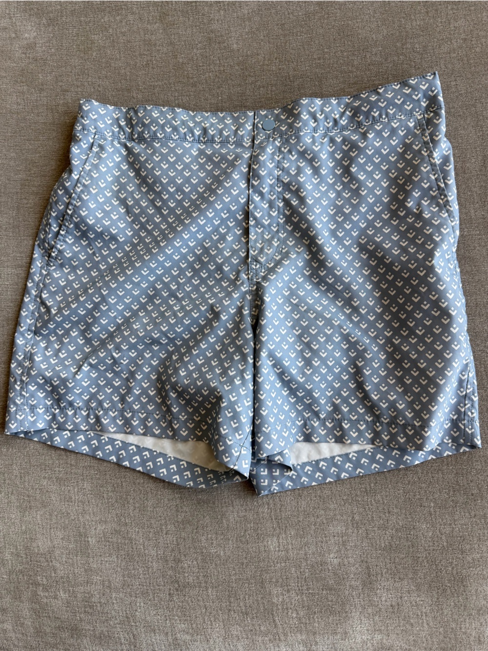 Abercrombie & Fitch Light Blue Geometric Print Swim Shorts